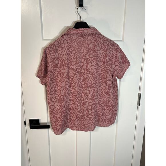 Woolrich women’s linen blend shirt sleeve button floral blouse‎ SZ XL pink boho - Picture 3 of 7